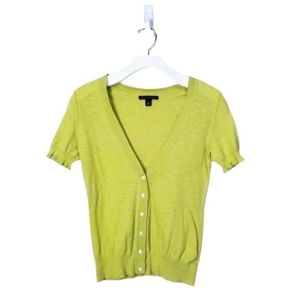 Banana Republic Green Cardigan Sweater V-Neck Short Sleeve
